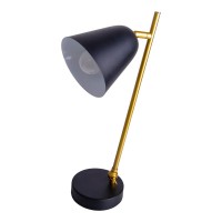 The "Triton" table lamp made of black and brass-colored metal is 42.5 cm high, has an E14 version and is ideal for living room, hallway, office or dessert