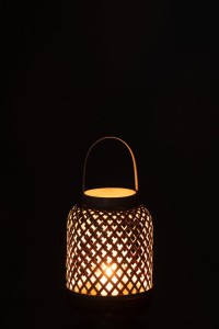 J-Line lantern Evi - bamboo - white - small