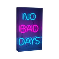 LED font light "No Bad Days" decoration for inside 30 x 18 cm, in blue and magenta-red