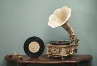 Wooden Puzzle 3D Classical Gramophone, Robotime, LKB01, 22.6x26.1x42.9cm