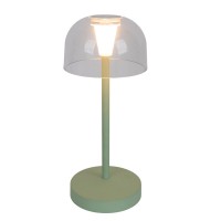 2-Set LED battery table lamp "Gomba" for outside and inside, made of metal and plastic in MINT, 18.5 cm high