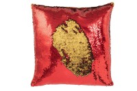 J-Line Kussen Omkeerbaar Sequin Rood/Goud