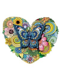 Logic Giochi Mandala Wooden Jigsaw Puzzle Butterfly / Butterfly in Heart, 30x24.5cm