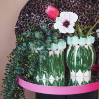 VASE-TULIPS- DOLOMITE-MINT/ GREEN-14X14X18CM