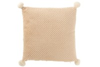 J-Line Cushion Soft Pompoms Polyester Beige