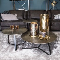 Kae Gold Alu Black Iron Round Coffee Table S