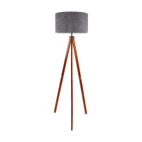 Staande lamp "Filco" Ø Ca. 45 cm, 147 cm hoog, gemaakt van hout en plastic in bruin en grijs, voor E27, voor woonkamer, slaapkamer en eetkamer