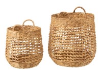 J-Line set of 2 baskets - water hyacinth - natural