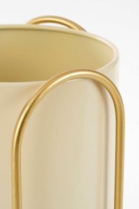 Danube flowerpot on Standard - Set of 2 - Metal - H45 x Ø23 cm - Light yellow, Gold