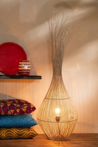 J-Line Floor Lamp Pear Sticks Coconut Natural