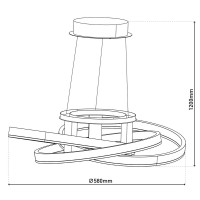 Smart Home LED pendant light "Divora" Ø 58cm, ceiling lamp made of metal, aluminum brushed and white plastic, with many functions, firmly built -in LEDs, lighting for living room, dining room office or hallway