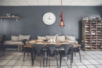 Pendant lamp "Regia", red metal, hemp rope, E27 version, lighting for living room, youth room or office