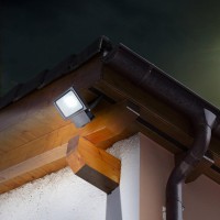 LED outer lamp "spotlight" made of metal and glass in black, with integrated LED