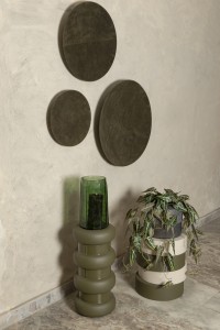 Nabdia Taupe Suede Round Bowl And Wall Panel L
