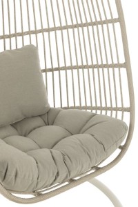 J-line hanging chair+cushion Egga metal/cord gray