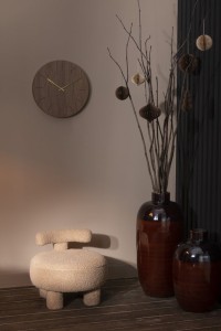 J-Line Round clock - wood - natural - Ø 4 cm