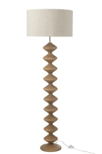 J-Line Floor Lamp Caterpillar Poplar Wood Natural/Gray