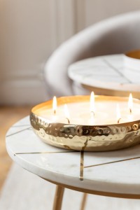 J-Line side table - marble/iron - gold/white