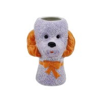 VASE -FLOWER VASE DOG - LILAC/ ORANGE - 15,5X12,5X21cm
