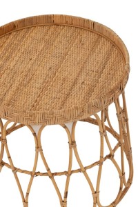 J-Line Set of 2 Table Round Rattan/Plywood Natural