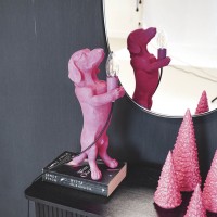 Lamp - Dachshund - Polyresin - Pink - 10x15x38cm