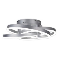 Smart Home LED ceiling light "Divora" Ø 58cm, ceiling lamp made of metal, aluminum brushed and white plastic, with many functions, firmly built -in LEDs, lighting for living room, dining room office or hallway