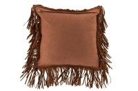 J-Line cushion Fringes Square - leather - cognac