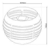 LED decorative-solar table light, 16 cm high for outside, made of black metal and plastic, with integrated LED