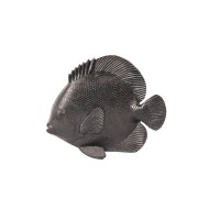 Ornament - Platte Vis - Polyresin - Zwart - 19,5x10,5x16cm