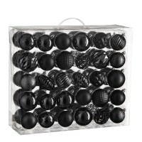 Kerstballen Set - 60 Stuks - Ø7 cm - Onbreekbaar - Zwart