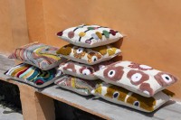 Bethanie Yellow Rect Embroidery Flower Cushion