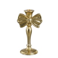 Kandelaar met Strik - L11 x B8 x H20 cm - Aluminium - Goud