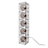 Glass-standing lamp "Cesta" floor lamp made of black metal wire and tinted glass, with E27 socket, 95 cm high, for dining room, living room, hallway or office,