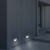 4 Set LED solar outer light, for outside, wall lamp-metal and plastic in steel-blank, with integrated LED