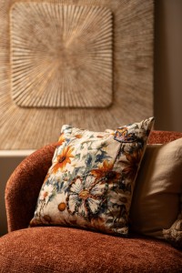 Helenor Natural Square Cotton Cushion Flowers