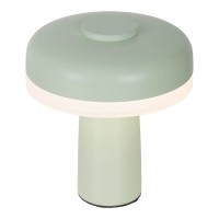 Cordless table light "Pilu", 16.5 cm high, above Ø of 15 cm, metal in MINT, white plastic, integrated LEDs, 280 lumens, dimmable by touch sensor, warm white