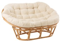 J-Line Rattan sofa - with cushion - jute/textile - natural