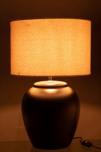 J-Line lamp Meli + Shade - ceramic/linen - black - large