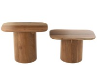 J -Line Side Table Acacia - Wood - Natural - Set of 6