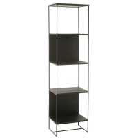 J-Line rek Slim Teak - hout/metaal - zwart