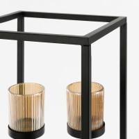 Lomond Candle Holder - L21 x W21 x H61 cm - Metal - Black, Gold