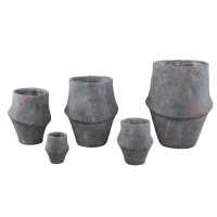 Javay Grey Cement Round Organic Pot Rough L