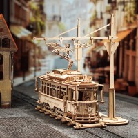 Wooden Puzzle 3D Classic City Tram, Robotime, LK801, 24.7x16.5x28.7cm