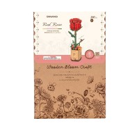 Robotime, DIY Houten Bloem Red Rose, Rode Roos, TW042, 8,5x6,5x21cm
