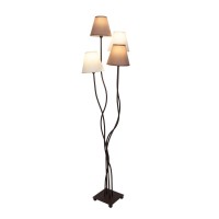 Textile standing lamp 4-flame "boho", floor lamp in beige/brown, with E14 socket, for dining room, living room, hallway or office, 138 cm high