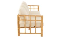 J-Line sofa Elise + cushion 3 Persons - rattan/textile - natural/white