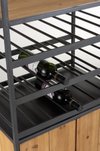 J -Line Cabinet Wine Bottles + Glasses - Metal/Wood - Natural