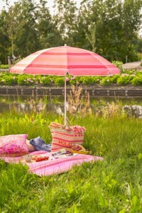 Stripe Strandparasol - H180 x Ø160 cm - light pink