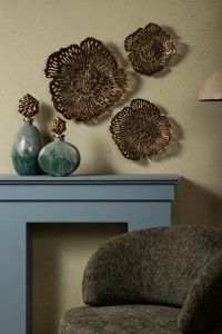Ryhann Brass Casted Alu Flower Wall Deco Bowl L