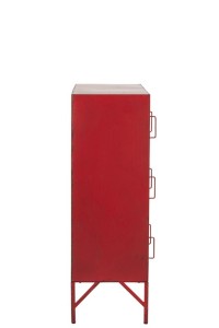 J-Line Cabinet 9 Drawers Metal Red